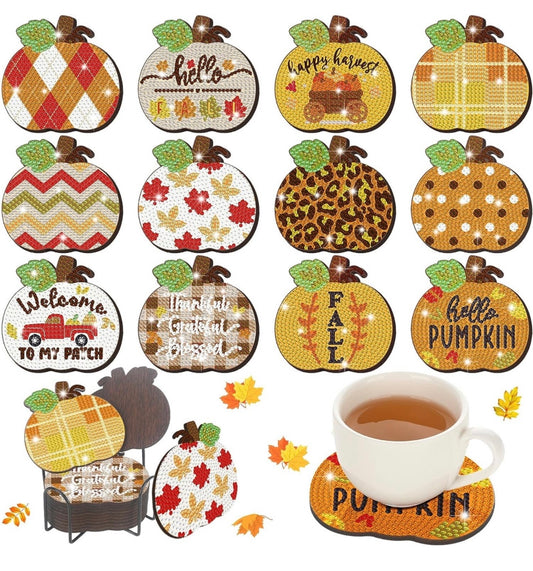 Set of 12 Fall Coasters!! Hello Pumpkin!! Pumpkin Shaped Coasters!! Welcome to My Patch!! Fall!! Happy Harvest!! Thankful Grateful Blessed!! Maple Leaf!! Made to Order