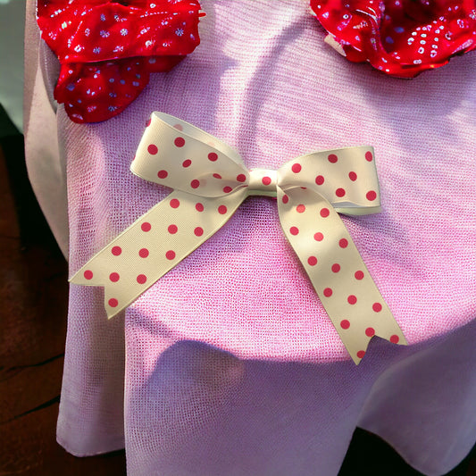 White with Pink Polka Dots Monogram Hair Bows!! Hairbow!!