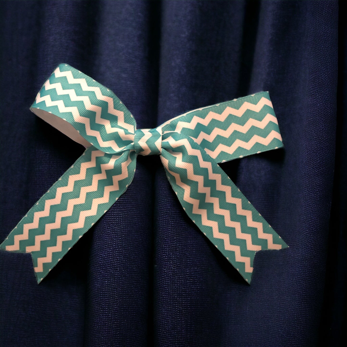 Teal and White Chevron Monogram Hair Bows!! Hairbow!!