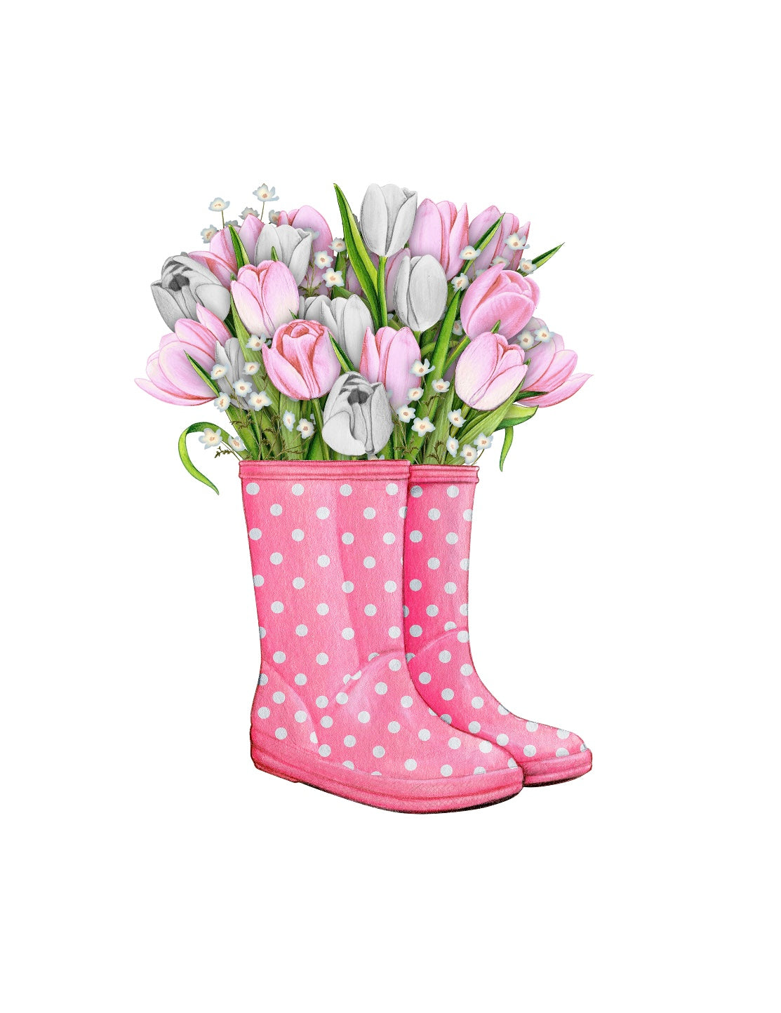 Dark Pink Rain Boots with Flowers Sticker!! Spring Stickers!! Stickers!! Multiple Sizes To Choose From!!