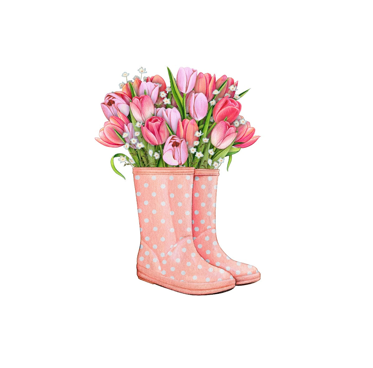 Light Pink Rain Boots with Flowers Sticker!! Spring Stickers!! Stickers!! Multiple Sizes To Choose From!!