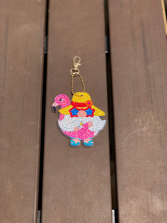 Flamingo Gnome Keychain!! Gnome Keychains!! Double Sided Keychains!! 5D Keychains!!