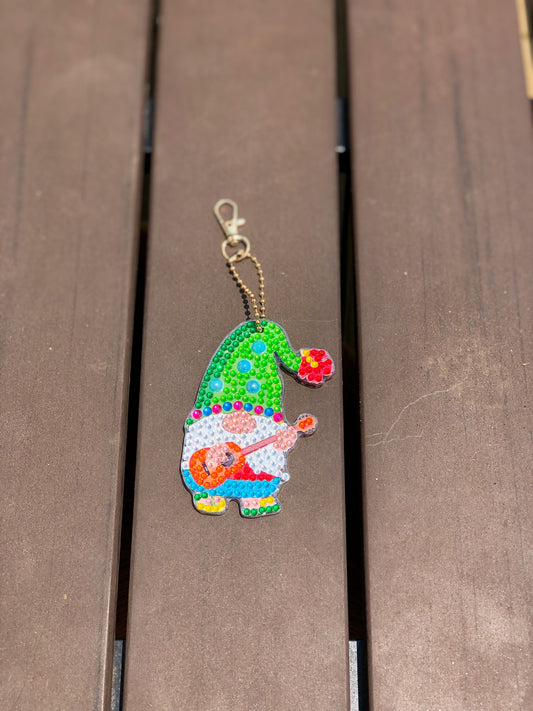 Guitar Gnome Keychain!! Gnome Keychains!! Double Sided Keychains!! 5D Keychains!