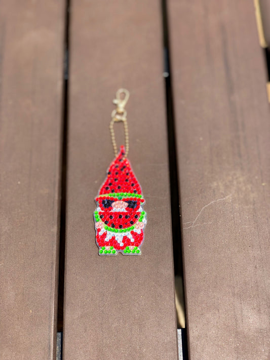 Watermelon Gnome Keychain!! Gnome Keychains!! Double Sided Keychains!! 5D Keychains!