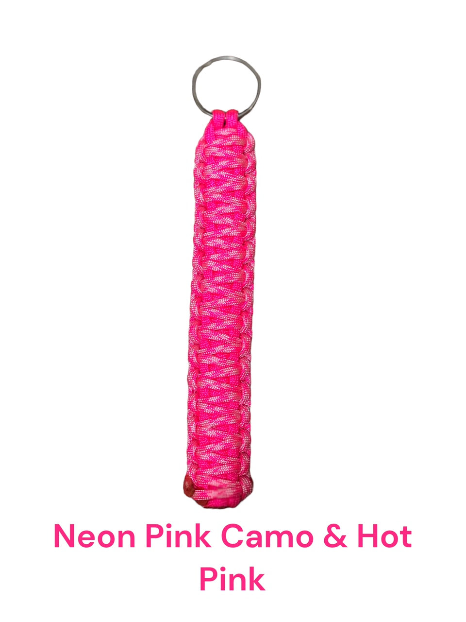 Neon Pink Camo & Solid Hot Pink Paracord King Cobra Keychains!! Keychains!! Keychain!! Paracord Keychains!!