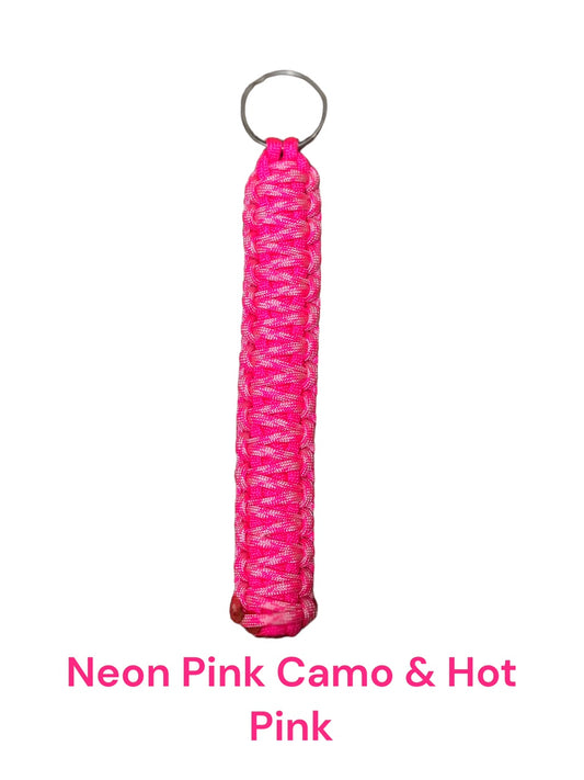 Neon Pink Camo & Solid Hot Pink Paracord King Cobra Keychains!! Keychains!! Keychain!! Paracord Keychains!!