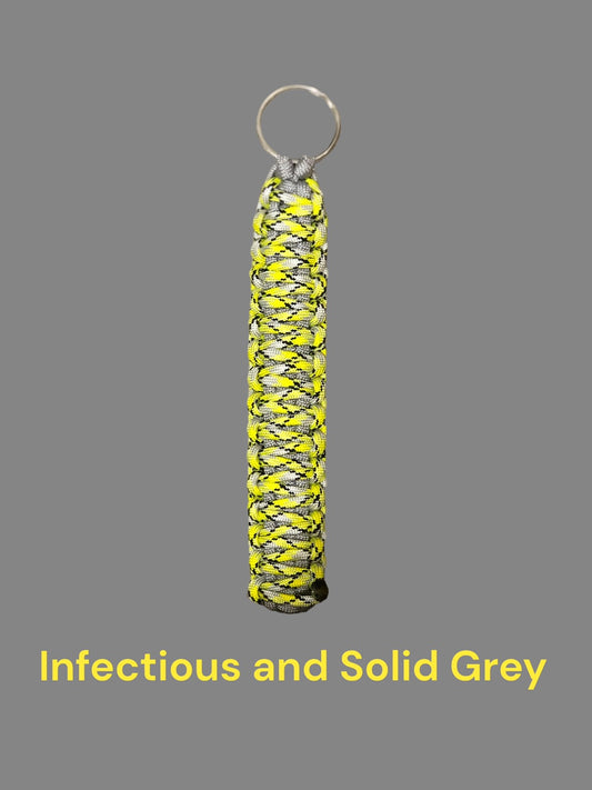 Infectious and Solid Grey Paracord King Cobra Keychains!! Keychains!! Keychain!! Paracord Keychains!!