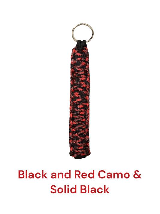 Black and Red Camo & Solid Black Paracord King Cobra Keychains!! Keychains!! Keychain!! Paracord Keychains!!