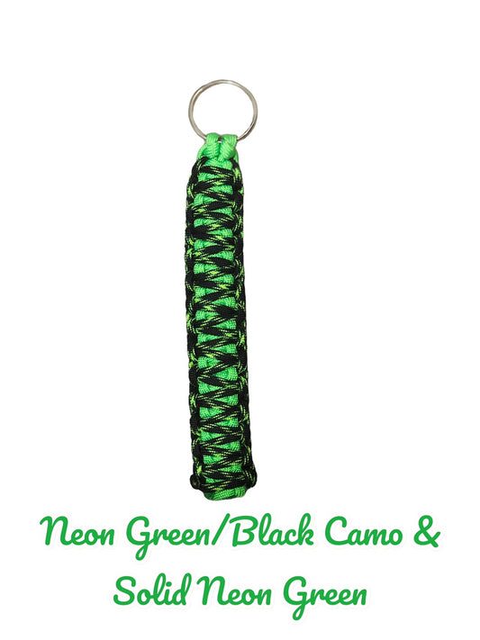 Neon Green/Black Camo & Solid Green Neon Paracord King Cobra Keychains!! Keychains!! Keychain!! Paracord Keychains!!