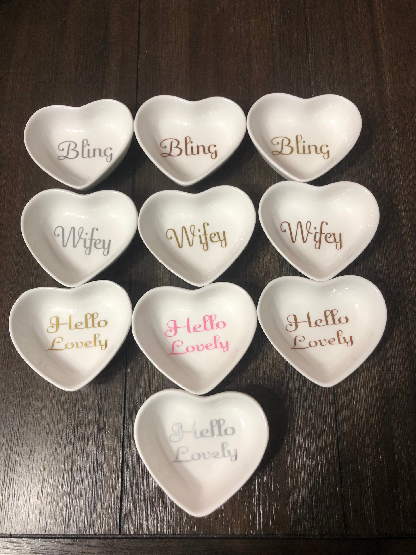 Custom Ring Dishes!! Heart Shaped!! Vinyl Decals Inside the Dish!! Personalize Everything With Your Monogram!! Wedding!! Multiple Colors!!