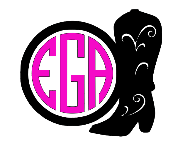 Country Boot Monogram Personalized Vinyl Decals!!  Personalize Everything With Your Monogram!! Vinyl!! Decals!! Multiple Sizes!!