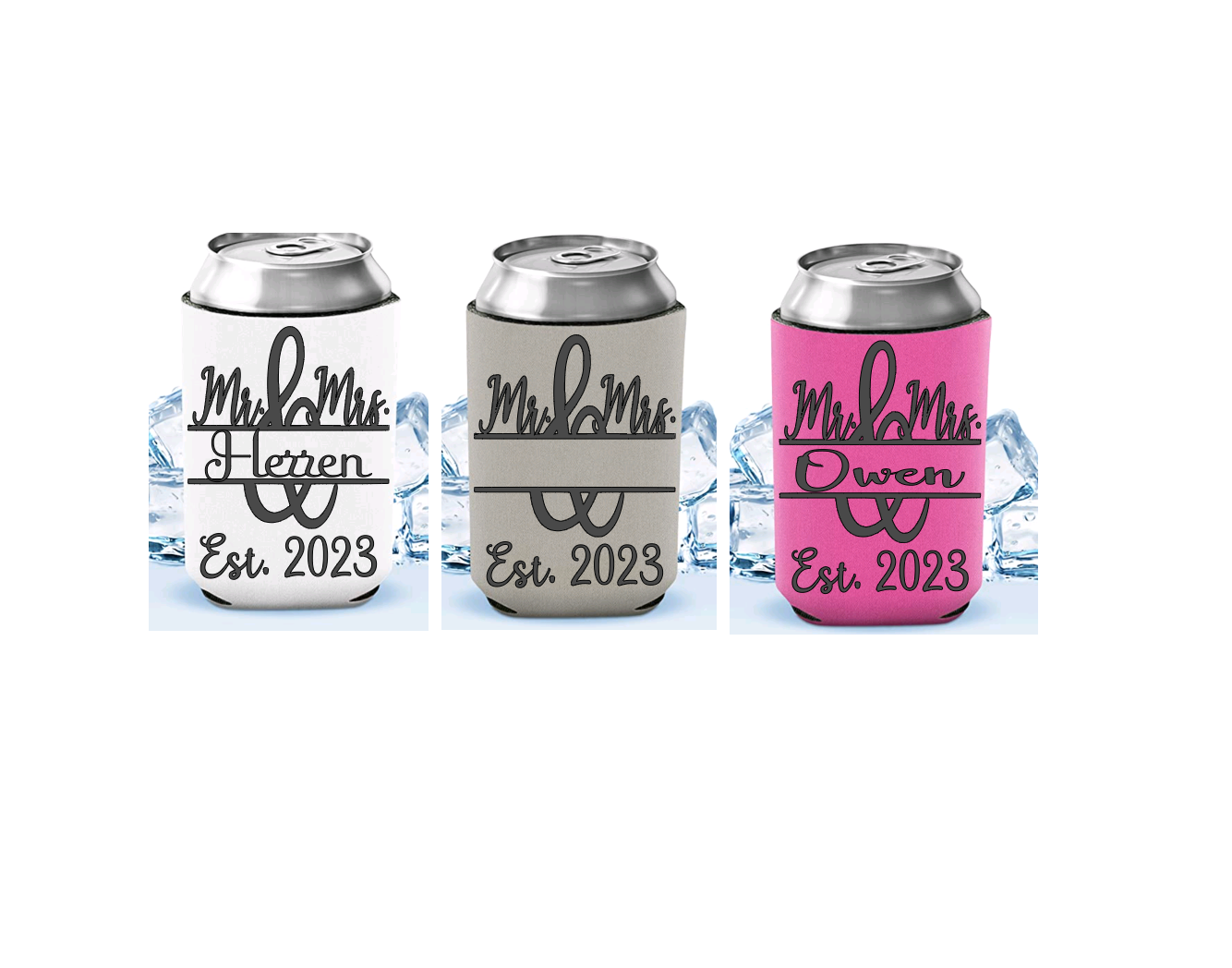 Mr. & Mrs. Personalized Can Cooler Sleeves!!! Multiple Colors!! Custom Wedding Vinyl Can Cooler Sleeves!!!